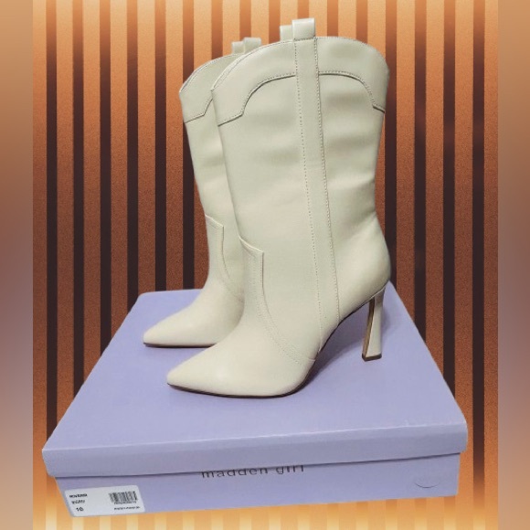 Madden Girl, Women's River Flare Heel Western Dress Booties, Size 10M Color Ecru - Picture 3 of 15